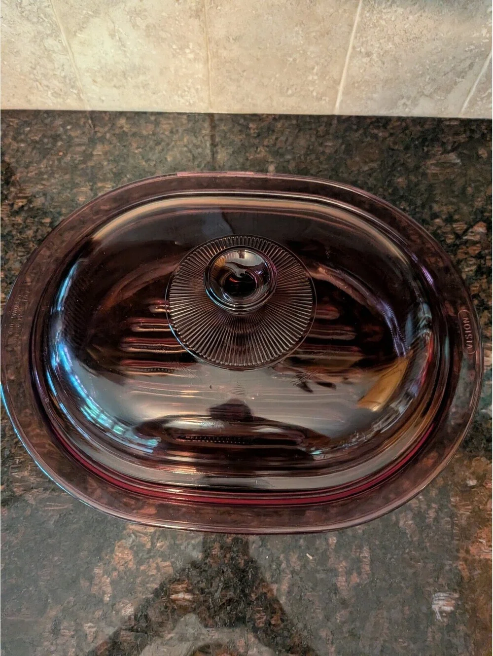 VTG Corningware Visions 4 QT Roaster Casserole Dish with PYREX Lid in Cranberry